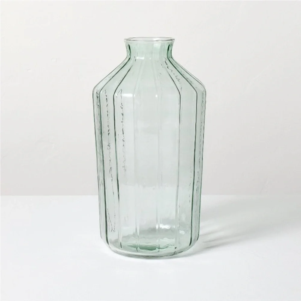 14” Ribbed Glass Decorative Flower Vase - Hearth & Hand™ with Magnolia